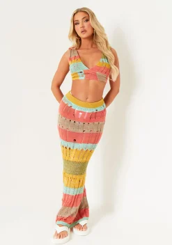Skirts|Knitwear*Missy Empire Minnie Multi Colour Stripe Knitted Maxi Skirt
