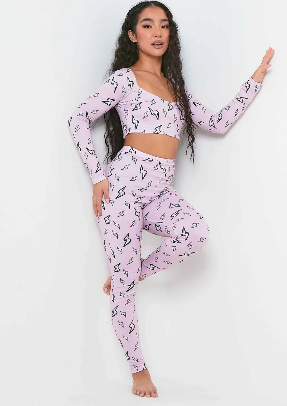 Nightwear*Missy Empire Mollie Pink Lightning Bolt T-Shirt and Legging Pyjama Set