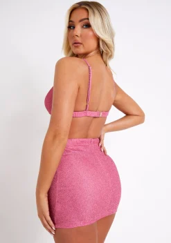 The Party Edit|Tops*Missy Empire Monroe Pink Glitter Bralet