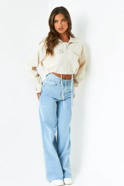 Concert Outfits|Coats & Jackets*Missy Empire Morgan Oversized Cropped Trench Jacket Cream