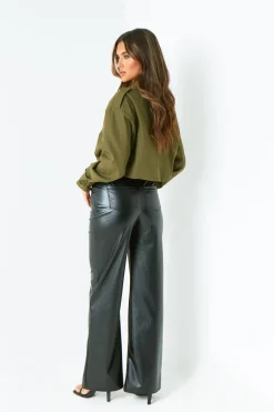 Concert Outfits|Coats & Jackets*Missy Empire Morgan Khaki Oversized Cropped Trench Jacket Green