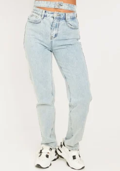 Jeans|Denim*Missy Empire Mya Mid Wash Denim Double Waistband Straight Leg Jeans