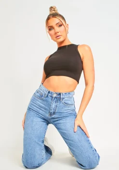 Tops|Seamless & Shapewear*Missy Empire Myla Premium Sculpt Racer Crop Top Black