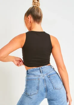 Tops|Seamless & Shapewear*Missy Empire Myla Premium Sculpt Racer Crop Top Black