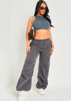 Airport Vibin'|Tops*Missy Empire Myla Premium Sculpt Racer Crop Top Grey