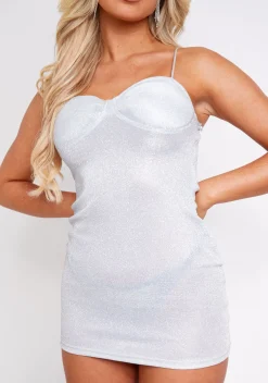 The Party Edit|Mini Dresses*Missy Empire Nadia Silver Glitter Mini Dress