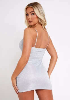 The Party Edit|Mini Dresses*Missy Empire Nadia Silver Glitter Mini Dress