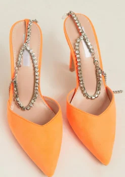 Heels*Missy Empire Nala Diamante Ankle Strap Heels Orange