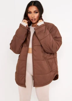 Airport Vibin'|Coats & Jackets*Missy Empire Nalia Chocolate Oversized Puffa Coat