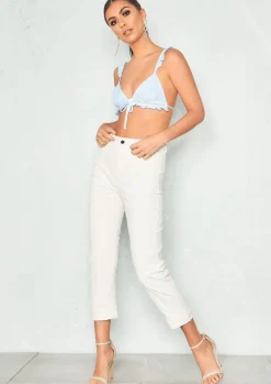 Tops*Missy Empire Nancy Gingham Frill Hem Bralet Blue