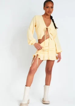 Skirts|Co-Ords*Missy Empire Nara Buttermilk Frill Woven Skirt With Side Ruching