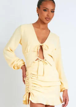Skirts|Co-Ords*Missy Empire Nara Buttermilk Frill Woven Skirt With Side Ruching