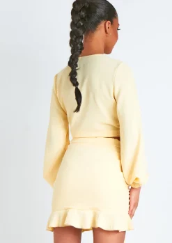 Skirts|Co-Ords*Missy Empire Nara Buttermilk Frill Woven Skirt With Side Ruching