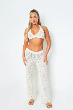 Tops|Knitwear*Missy Empire Natalie White Backless Crochet Halterneck Crop Top