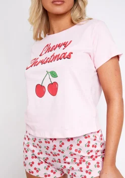 Nightwear*Missy Empire Natasha Pink Christmas PJ Short & Tee Sleep Set