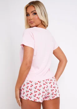 Nightwear*Missy Empire Natasha Pink Christmas PJ Short & Tee Sleep Set