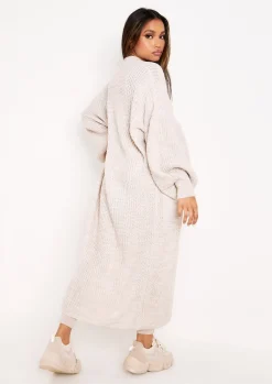 Airport Vibin'|Loungewear*Missy Empire Nathalie Balloon Sleeve Knitted Cardigan Beige