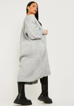 Airport Vibin'|Knitwear*Missy Empire Nathalie Balloon Sleeve Knitted Cardigan Grey