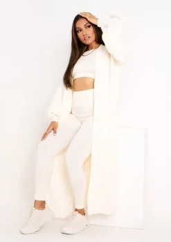 Airport Vibin'|Knitwear*Missy Empire Nathalie Balloon Sleeve Knitted Cardigan Ivory