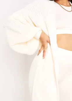 Airport Vibin'|Knitwear*Missy Empire Nathalie Balloon Sleeve Knitted Cardigan Ivory