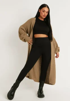 Airport Vibin'|Knitwear*Missy Empire Nathalie Balloon Sleeve Knitted Cardigan Mocha