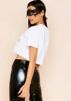 Concert Outfits|Tops*Missy Empire Nicholina Ghoul Sisters Slogan Cropped Oversized T-Shirt White