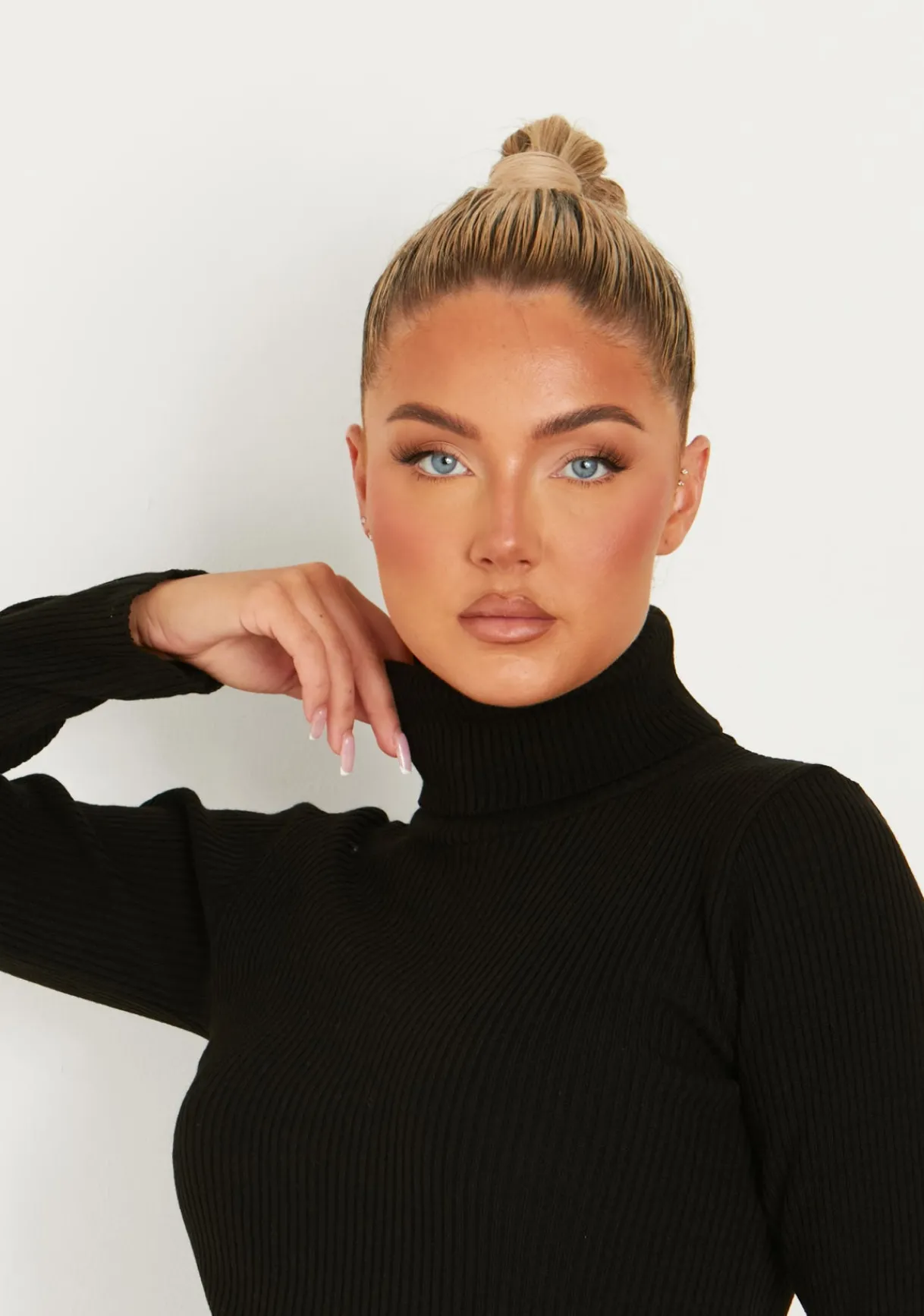 Long Sleeve Dresses|Little Black Dresses*Missy Empire Nikita Roll Neck Knitted Mini Dress Black