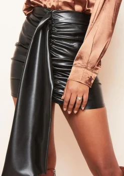 Skirts*Missy Empire Nina PU Ruched Draped Mini Skirt Black