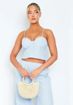 Tops|Co-Ords*Missy Empire Nova Blue & White Striped Crop Top