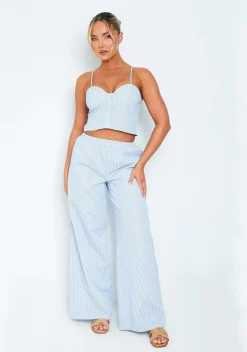 Tops|Co-Ords*Missy Empire Nova Blue & White Striped Crop Top