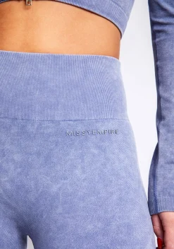Gym Bottoms|Leggings*Missy Empire Nyla Acid Wash Seamless Active Sport Leggings Blue