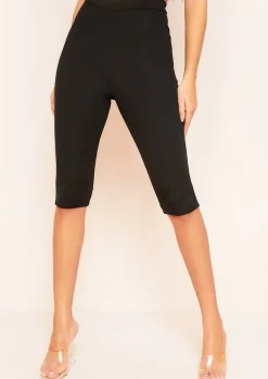 Loungewear|Leggings*Missy Empire Ofira Basic Ribbed High Waisted Cropped Leggings Black