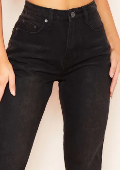 Jeans|Denim*Missy Empire Olivia Black Raw Hem Denim Mom Jeans
