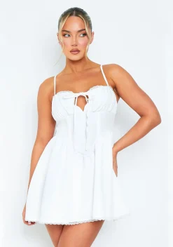 Mini Dresses|Party Dresses*Missy Empire Olivia White Cami Skater Mini Dress