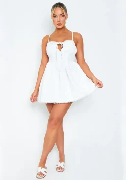 Mini Dresses|Party Dresses*Missy Empire Olivia White Cami Skater Mini Dress