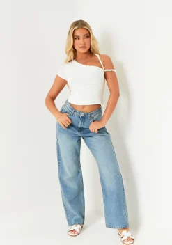 Tops*Missy Empire Olivia White Twist Strap Super Soft Top