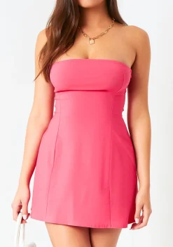 Mini Dresses|Dresses*Missy Empire Ophelia Pink Bengaline Bandeau Mini Dress