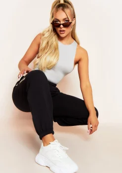 Airport Vibin'|Tops*Missy Empire Oprah Extreme Racer Bodysuit Grey