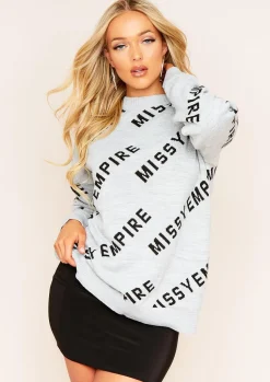 Airport Vibin'|Knitwear*Missy Empire Palacida Slogan Knitted Jumper Grey