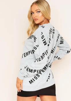 Airport Vibin'|Knitwear*Missy Empire Palacida Slogan Knitted Jumper Grey