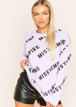 Airport Vibin'|Knitwear*Missy Empire Palacida Slogan Knitted Jumper Lilac