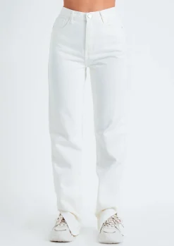 Jeans|Denim*Missy Empire Perrie Denim Straight Leg Split Detail Jeans White