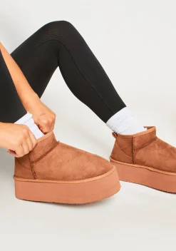 Boots|Airport Vibin'*Missy Empire Phoebe Chesnut Platform Ankle Boots Brown