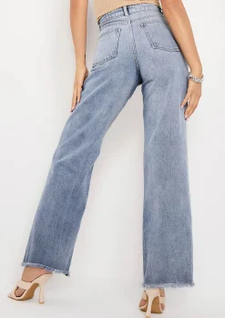 Jeans|Denim*Missy Empire Phoebe Denim Light Wash Frayed Raw Hem Jeans