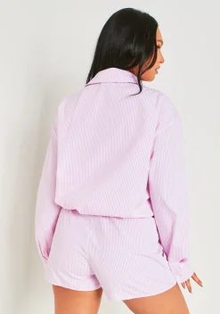 Shorts|Co-Ords*Missy Empire Polly Pinstripe Stripe Shorts Pink