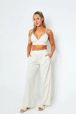 Trousers|Co-Ords*Missy Empire Rachel Cream High Waisted Tailored Wide Leg Trousers