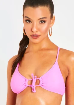 Swimwear|Beachwear*Missy Empire Raina Strappy Tie Detail Bikini Top Pink