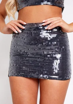The Party Edit|Skirts*Missy Empire Ramona Black Square Sequin Mini Skirt