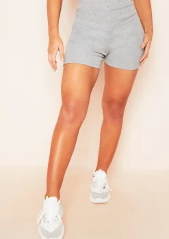Airport Vibin'|Shorts*Missy Empire Remy Ribbed Cycle Shorts Grey
