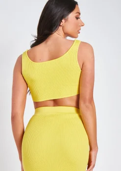 Skirts|Knitwear*Missy Empire Robyn Yellow Rib Knit Bralet and Midaxi Skirt Co-Ord